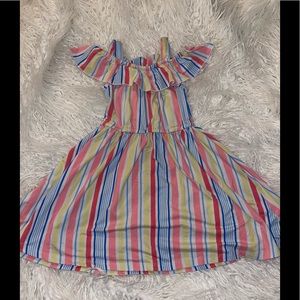 Stripe ruffled shoulders dress